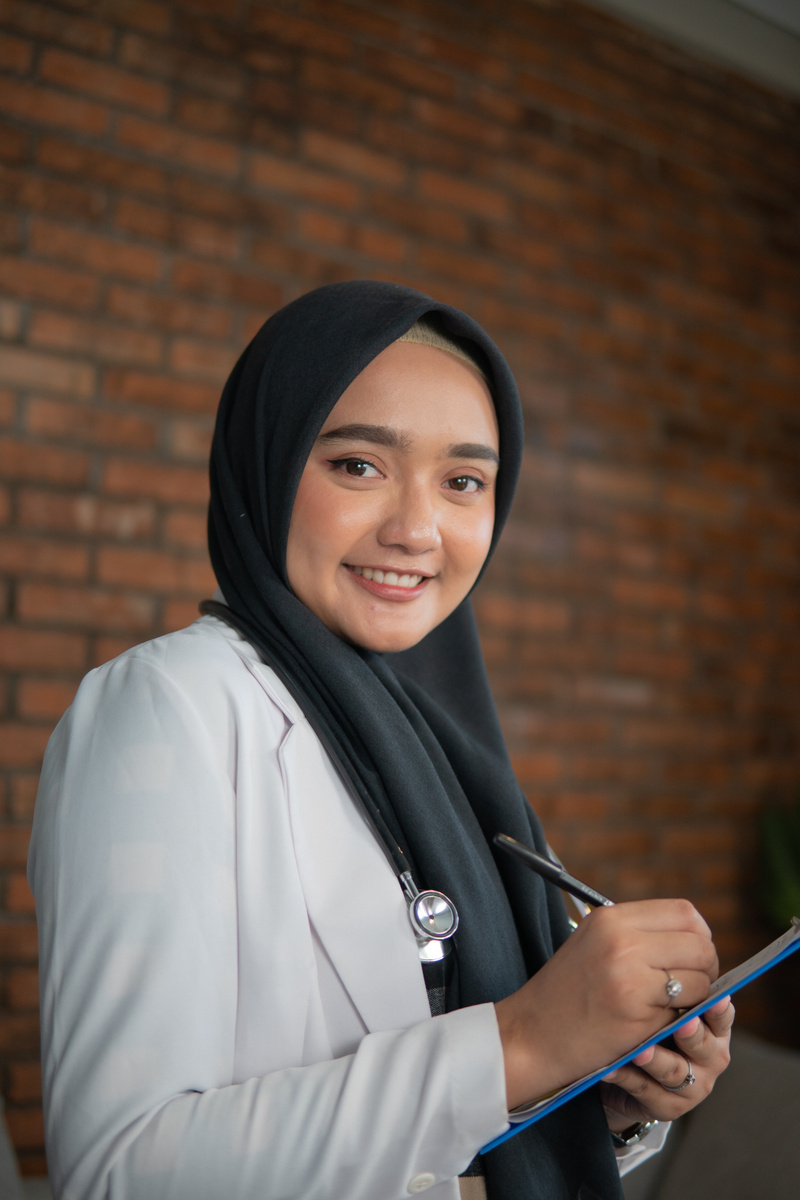 Doctor Wearing Hijab Working